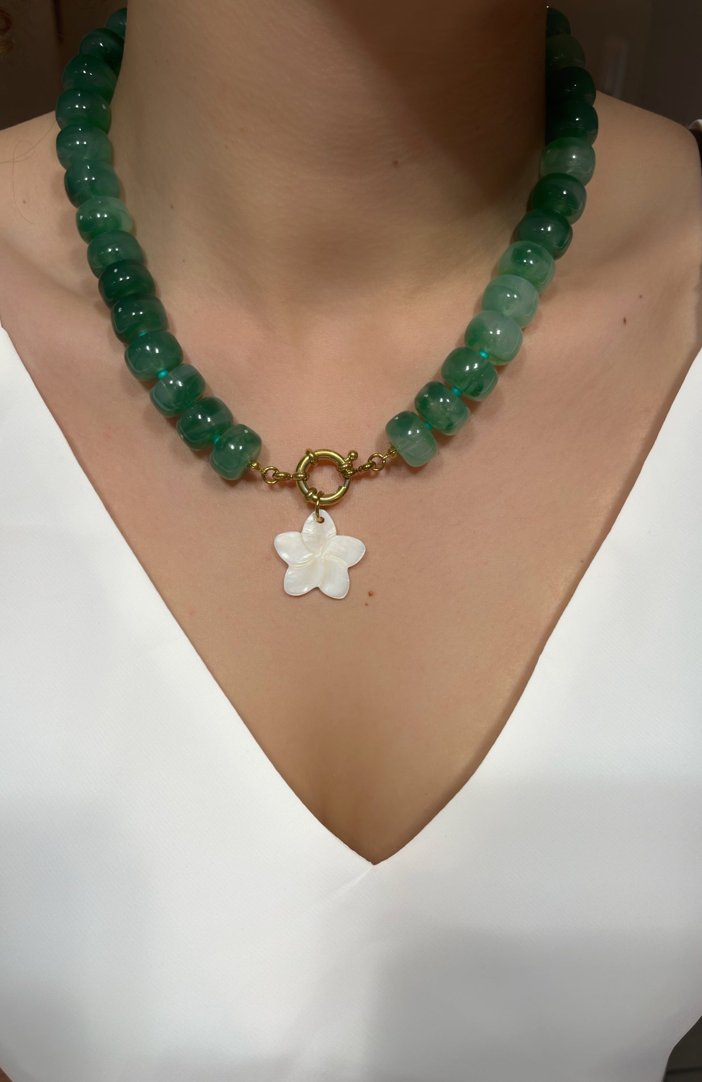 Collier Tiara vert foncé - Acier inoxydable