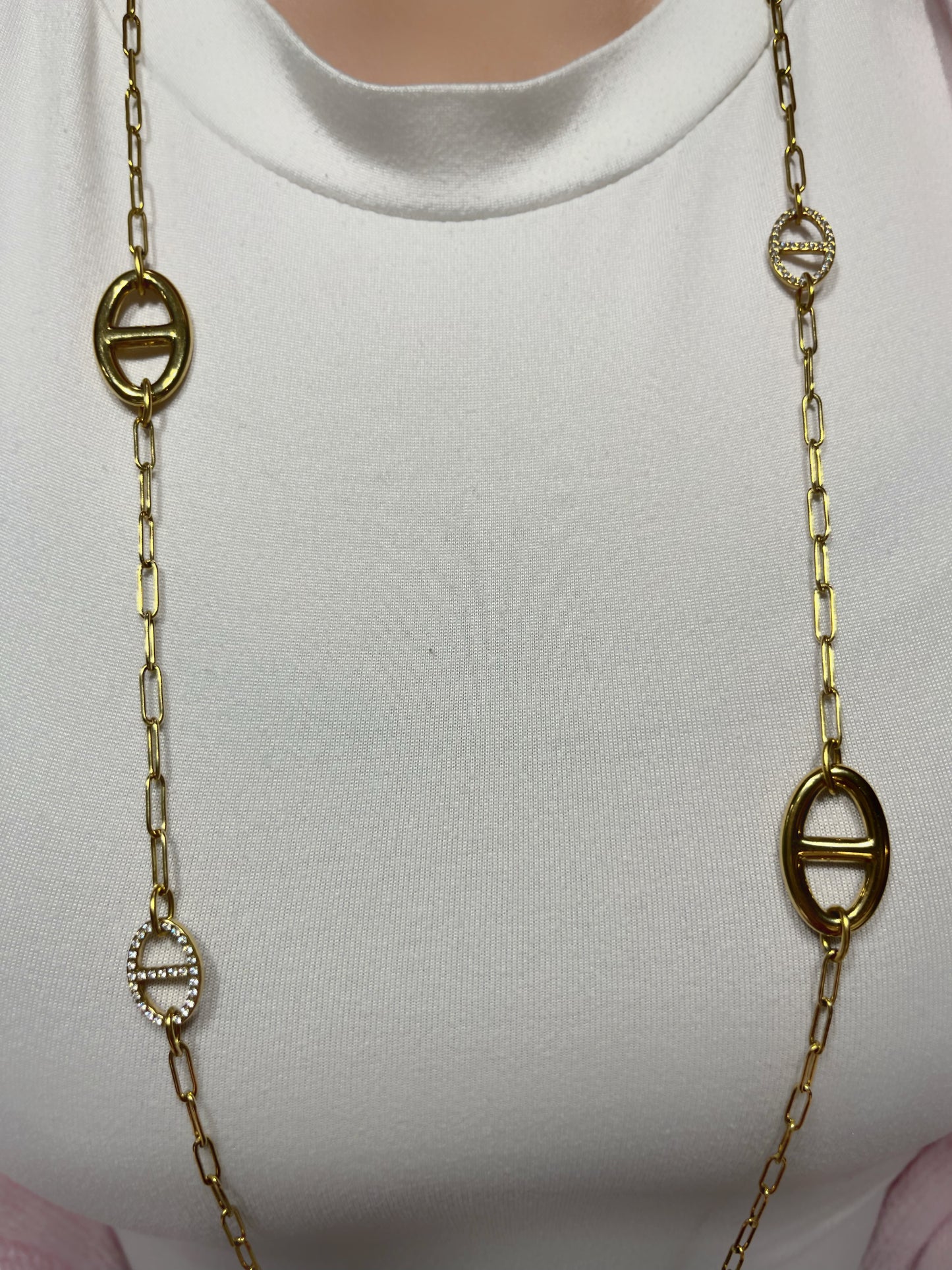 Collier sautoir Énea mailles marine - Acier inoxydable