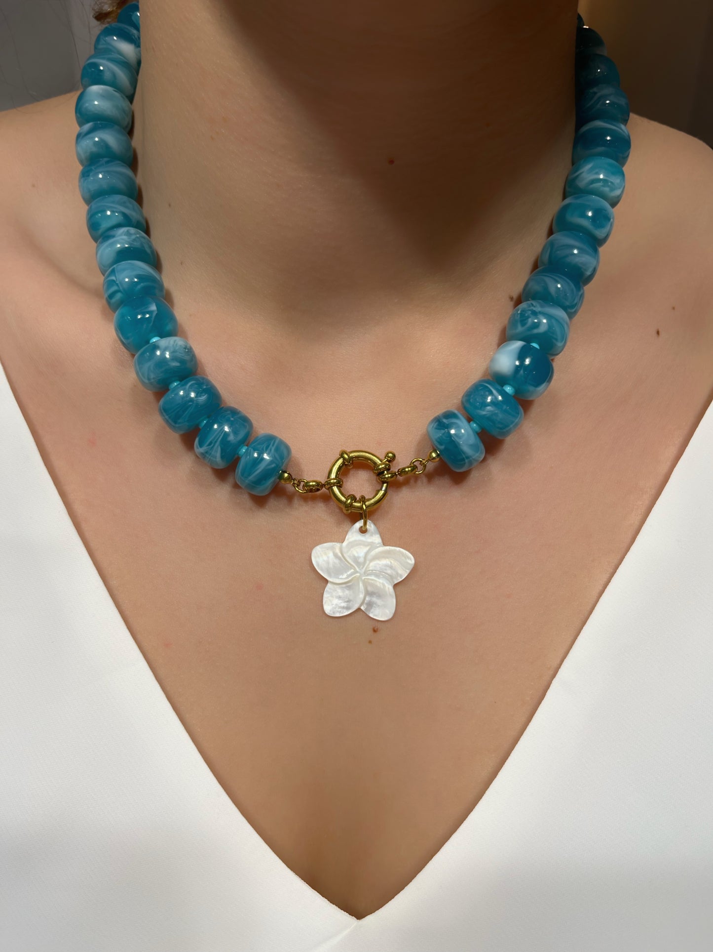 Collier Tiara bleu clair - Acier inoxydable