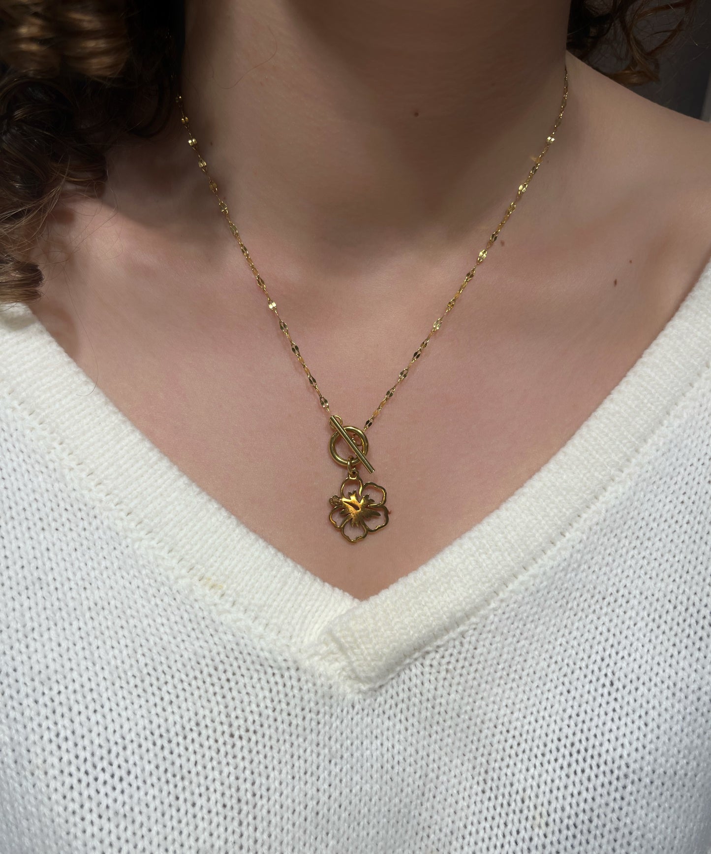 Collier Hibiscus - Acier inoxydable