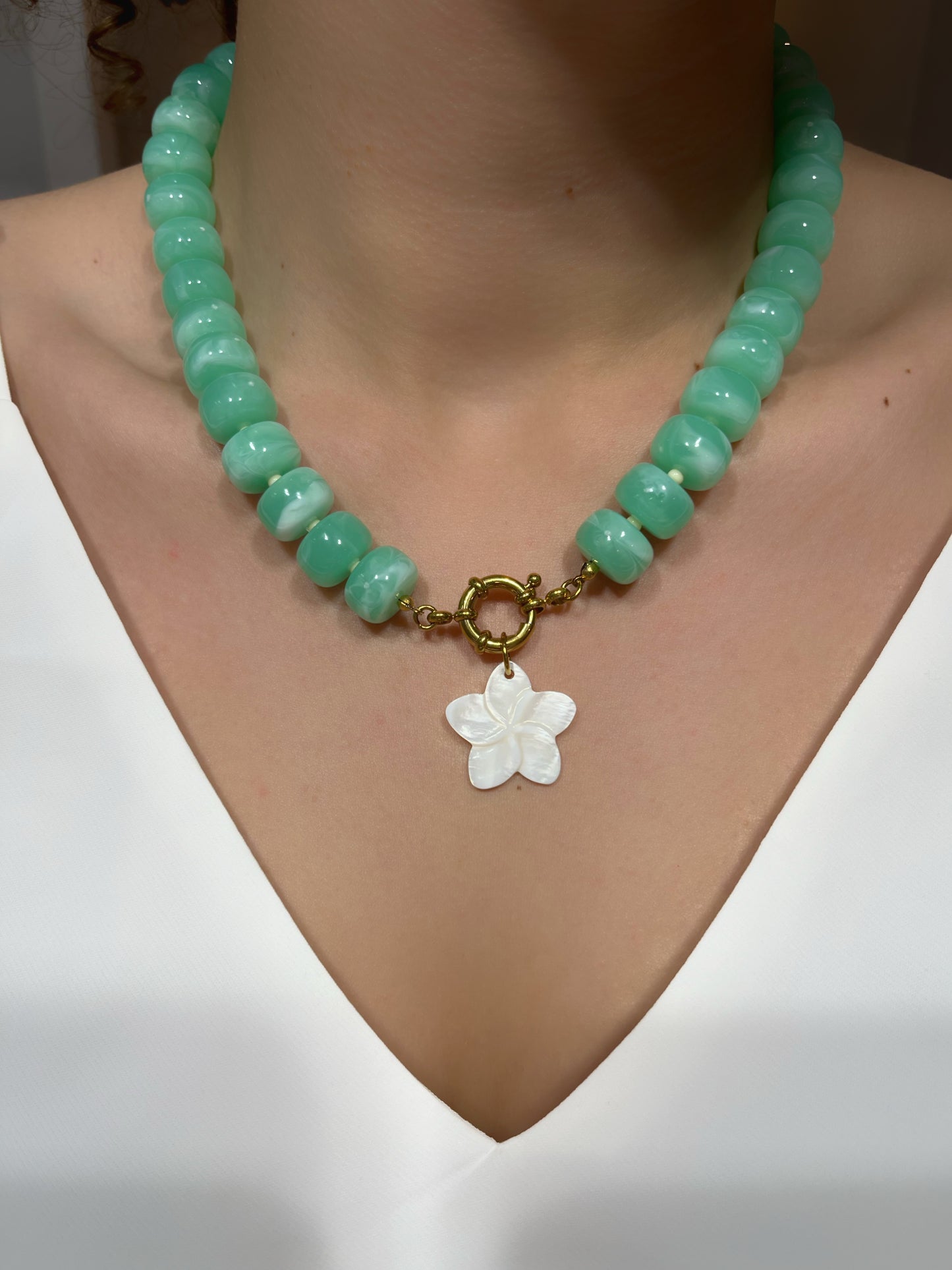 Collier Tiara vert clair - Acier inoxydable