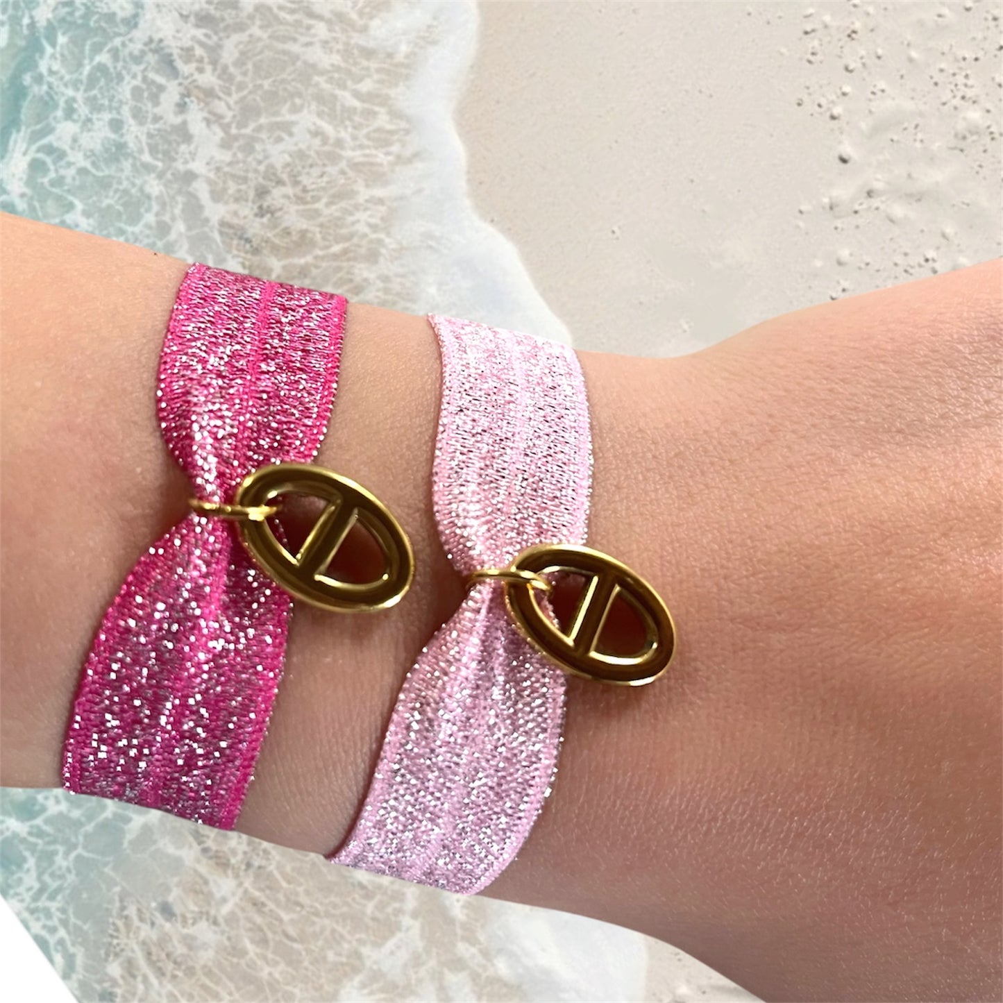 Bracelet Shiny rose clair - maille marine - Acier inoxydable