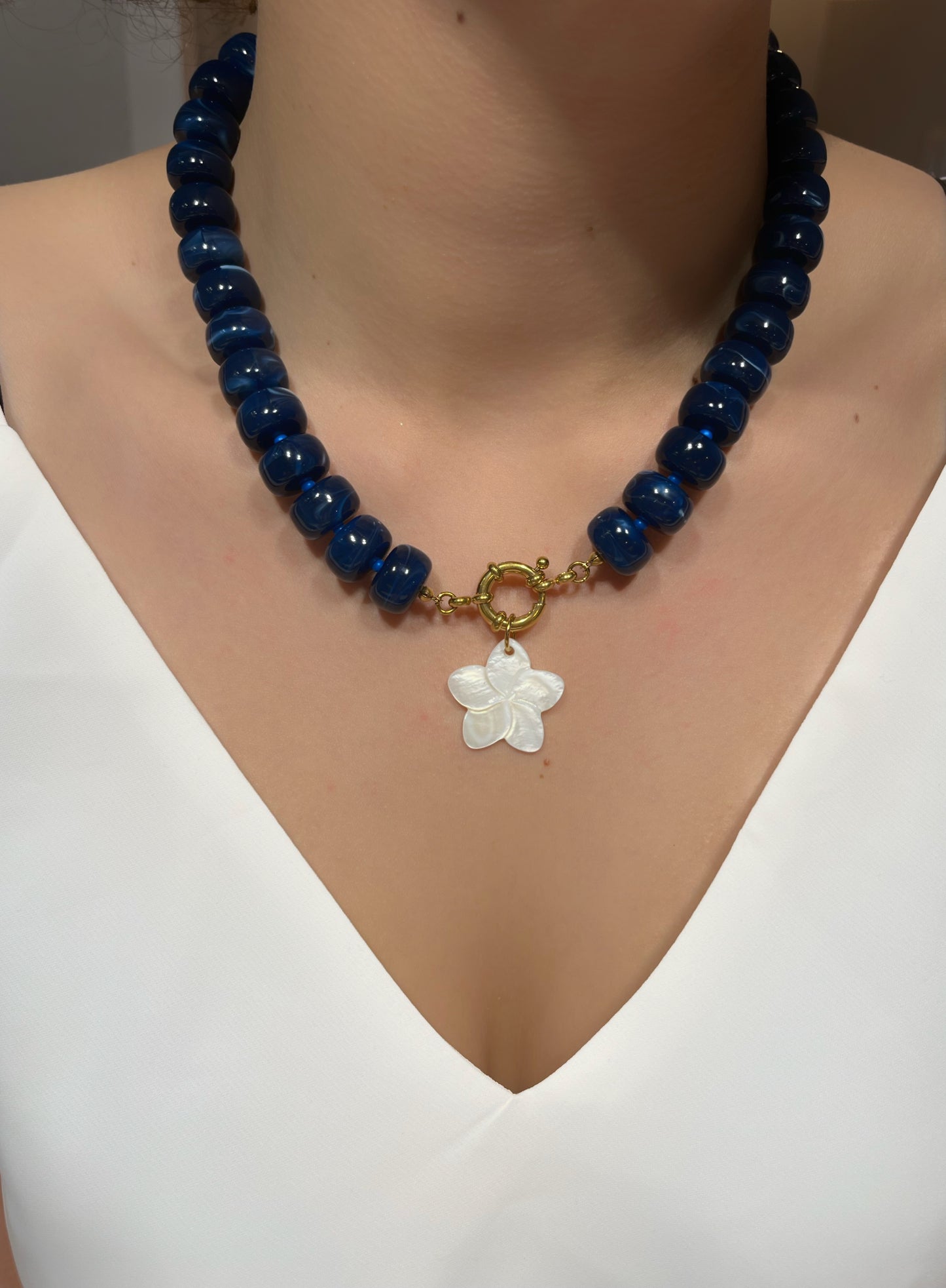 Collier Tiara bleu foncé - Acier inoxydable