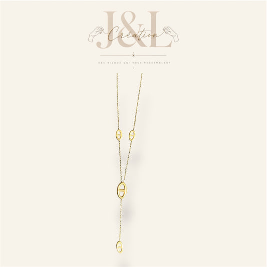 Collier Ella en Y mailles marine - Acier inoxydable