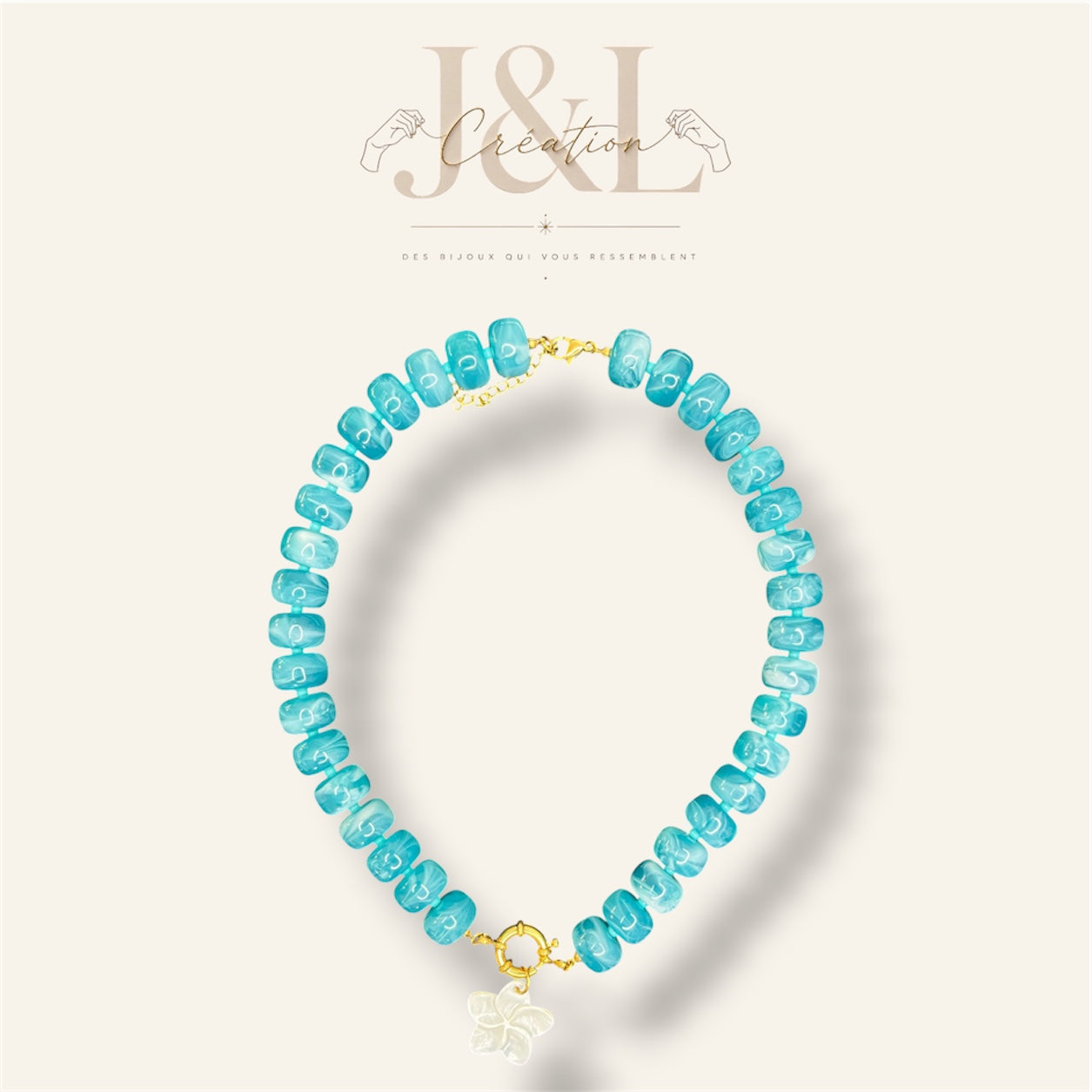 Collier Tiara bleu clair - Acier inoxydable